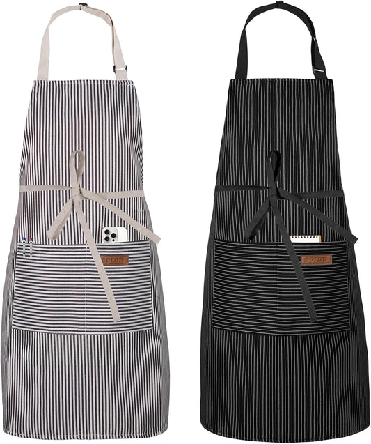 2 Pack Apron, Cooking Kitchen Aprons, Adjustable Bib Apron with 2 Pock