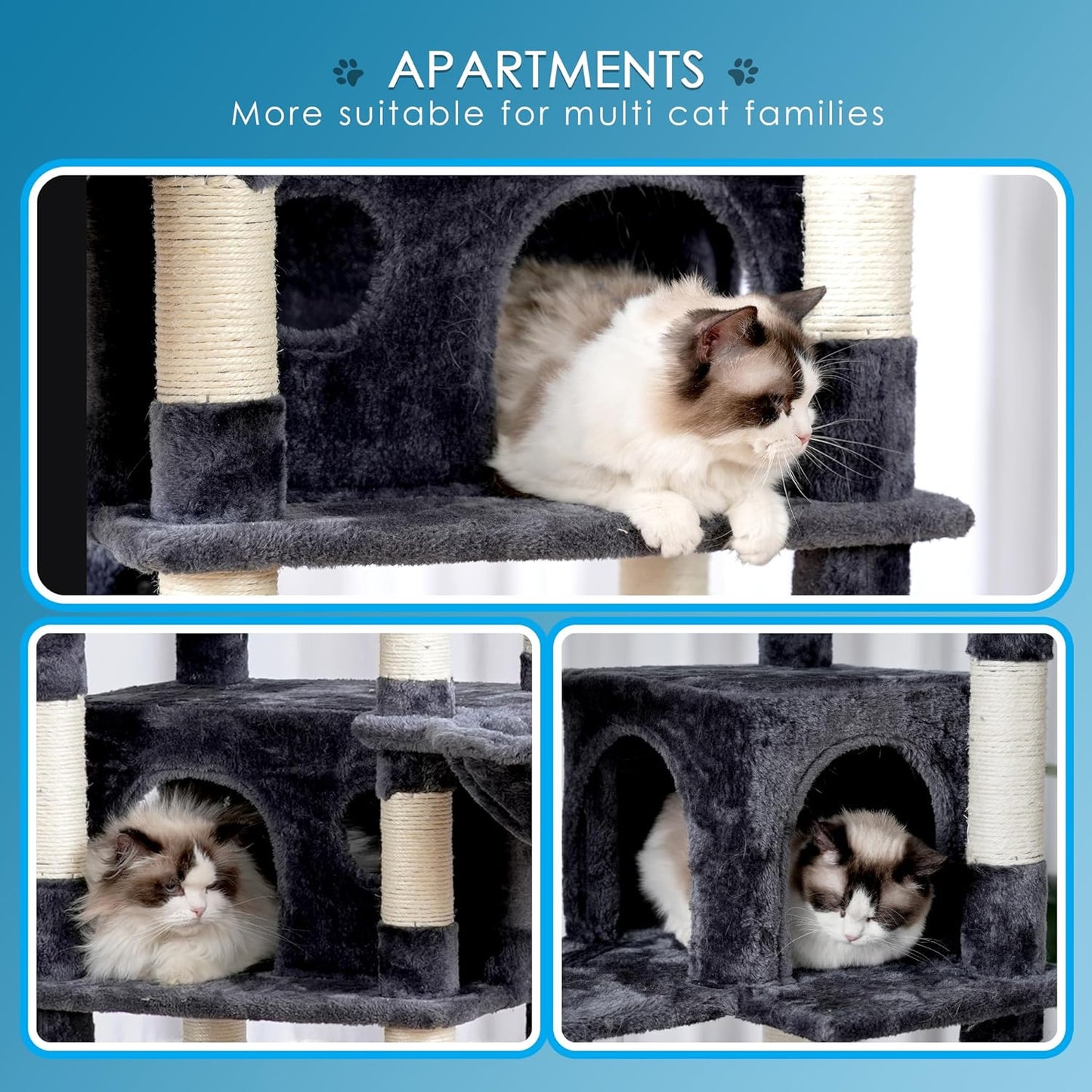 Hey-brother Cat Tree, 74 inches Multi-Level XL Large Cat Tower for Ind