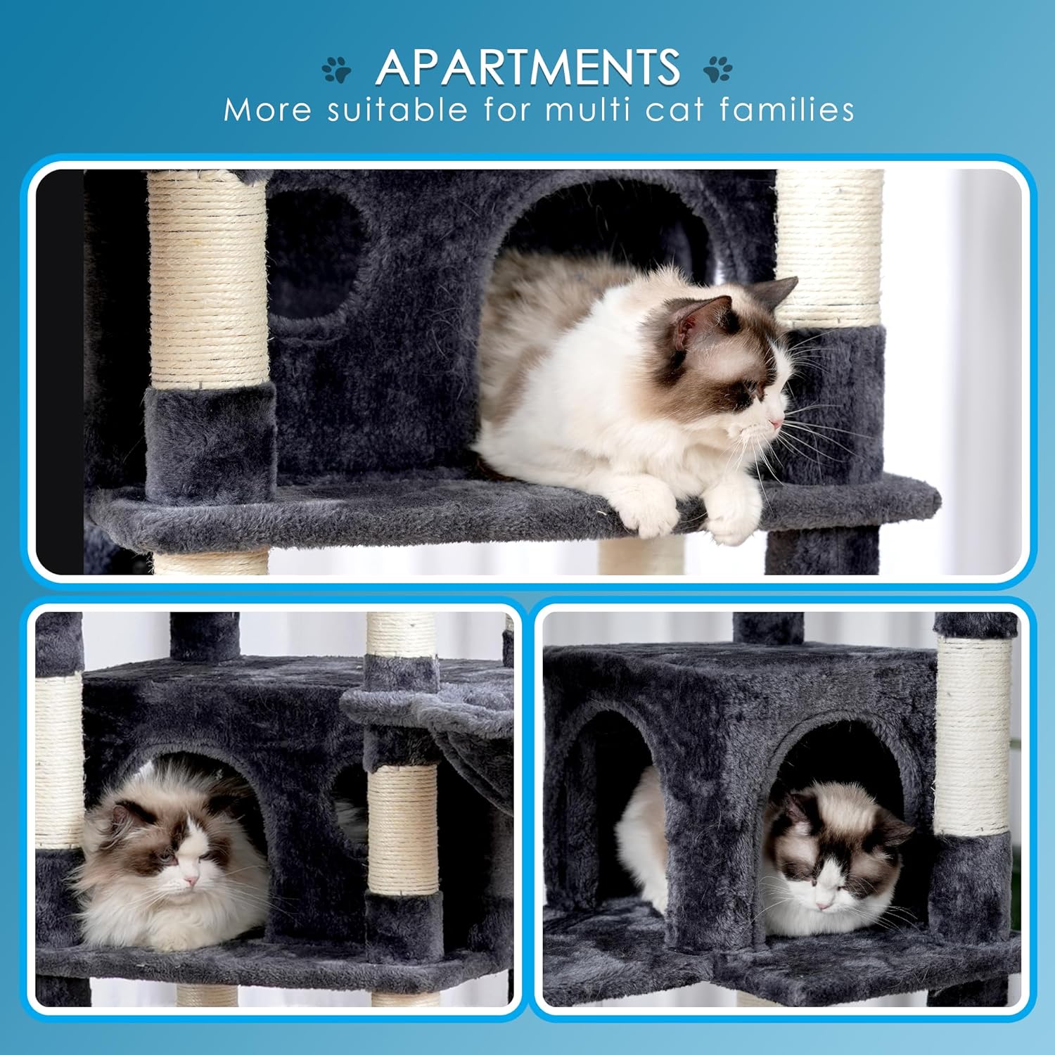 Hey-brother Cat Tree, 74 inches Multi-Level XL Large Cat Tower for Ind