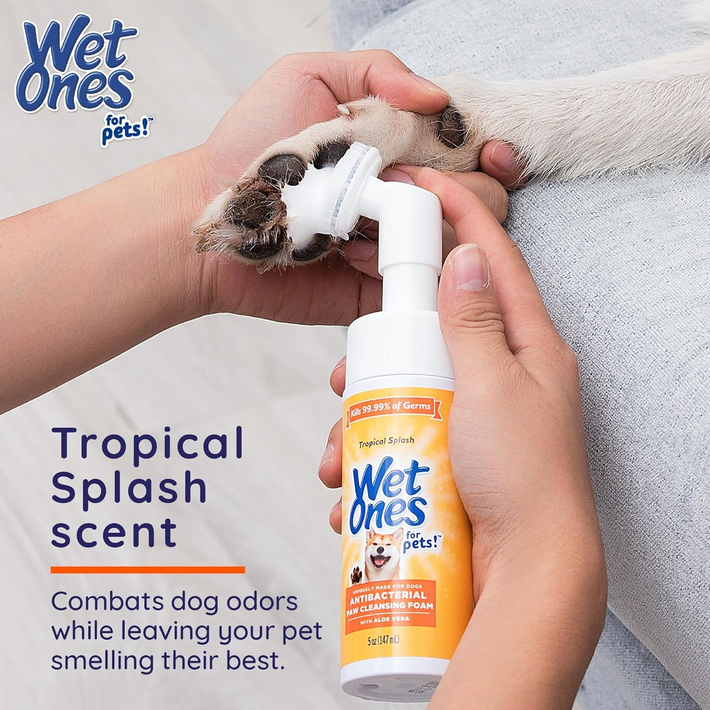 Wet Ones for Pets Antibacterial Dog Paw Cleaner with Built-in Scrubber