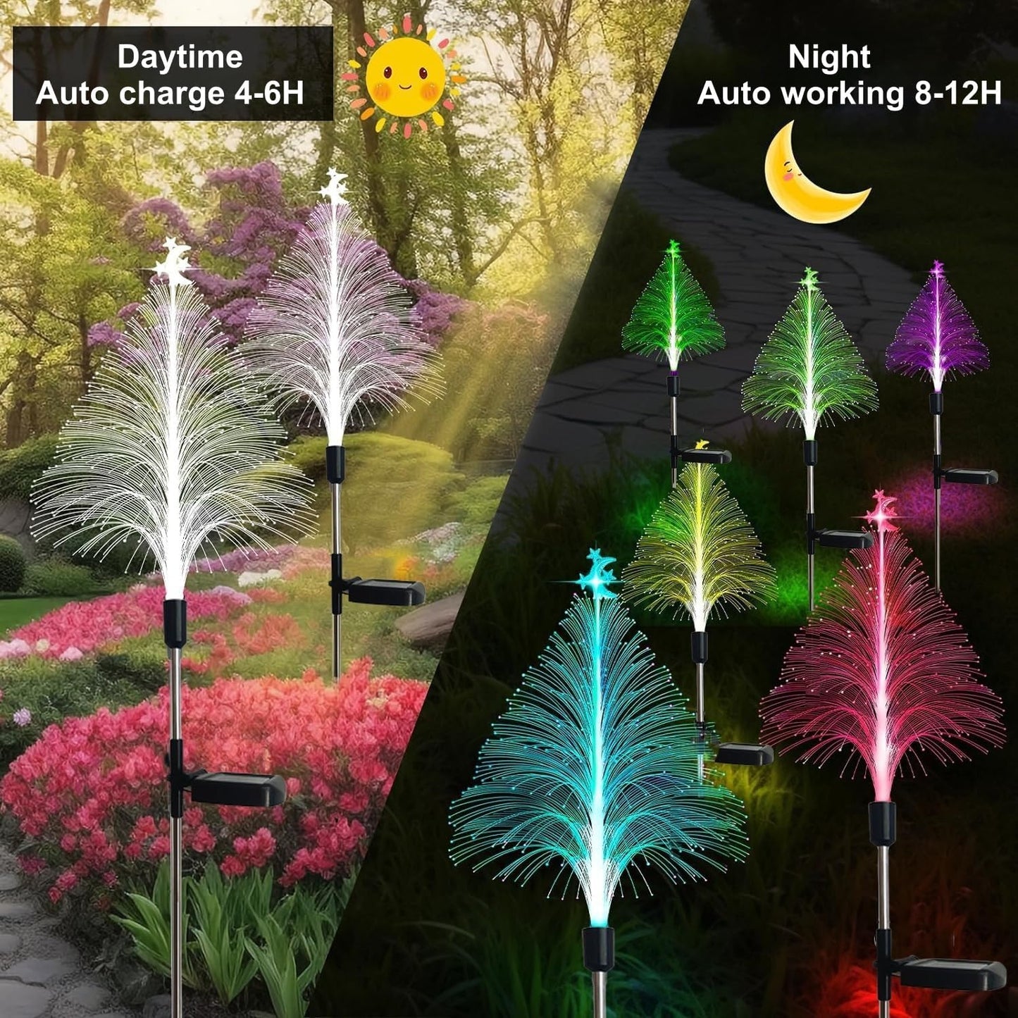 Outdoor Christmas Decorations Solar Christmas Tree Lights Waterproof Jellyfish Lights 2 Pack Solar Garden Lights Outdoor Lights Best Decor for Garden Yard Christmas Holiday Party