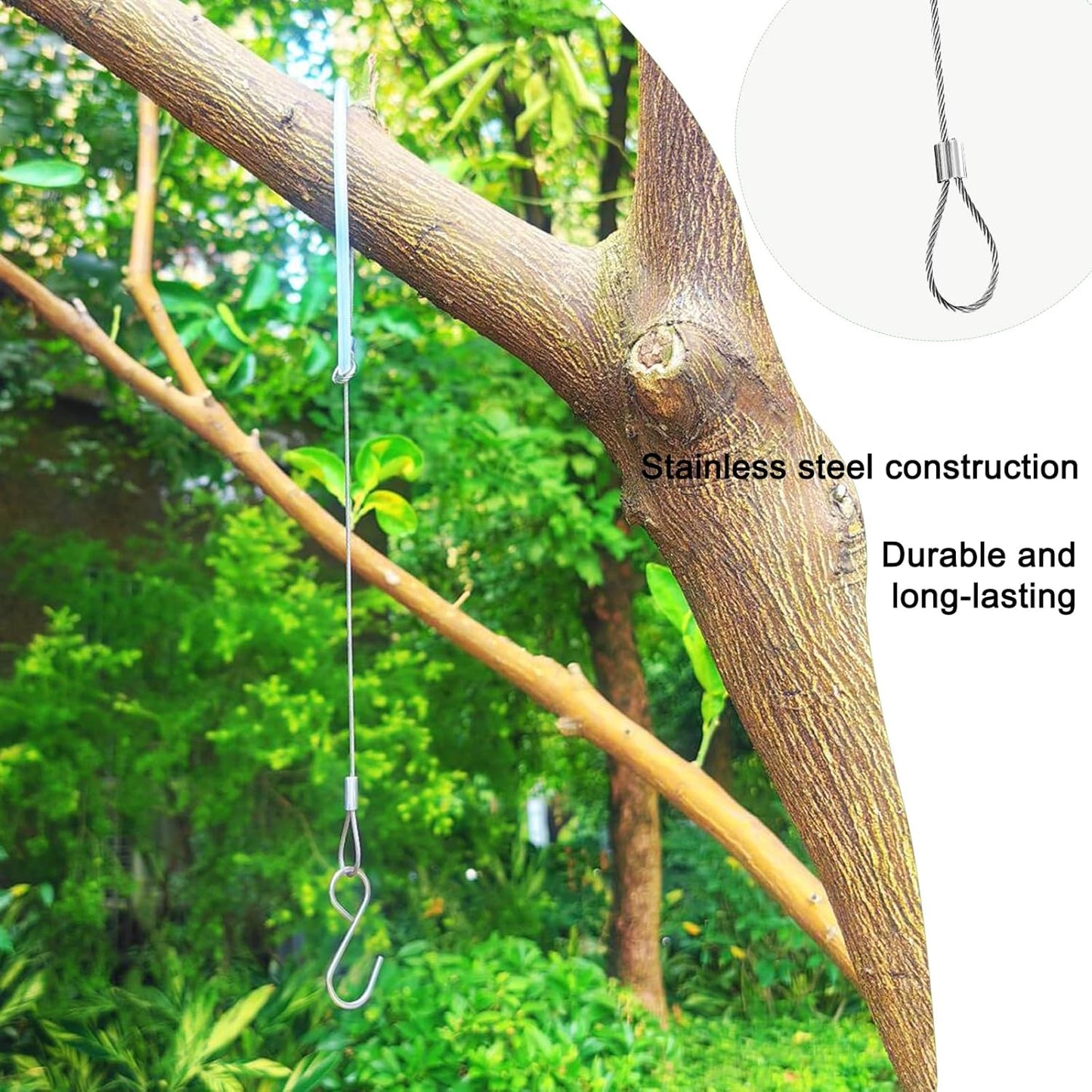 4 Pcs 19.29 Inch Bird Feeder Hanger for Tree with S-Hook Hanging Cable