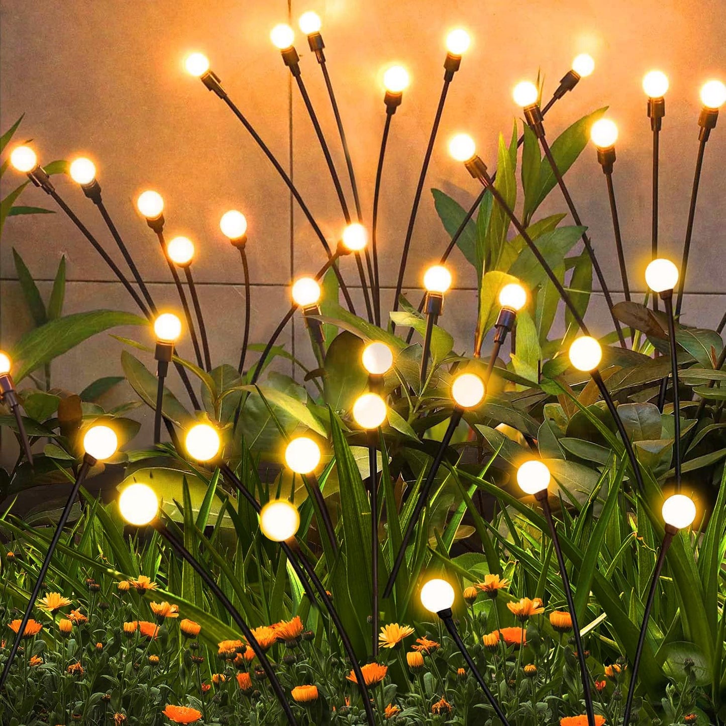 Solar Garden Lights Outdoor, 4 Pack Firefly Swaying Lights, Waterproof