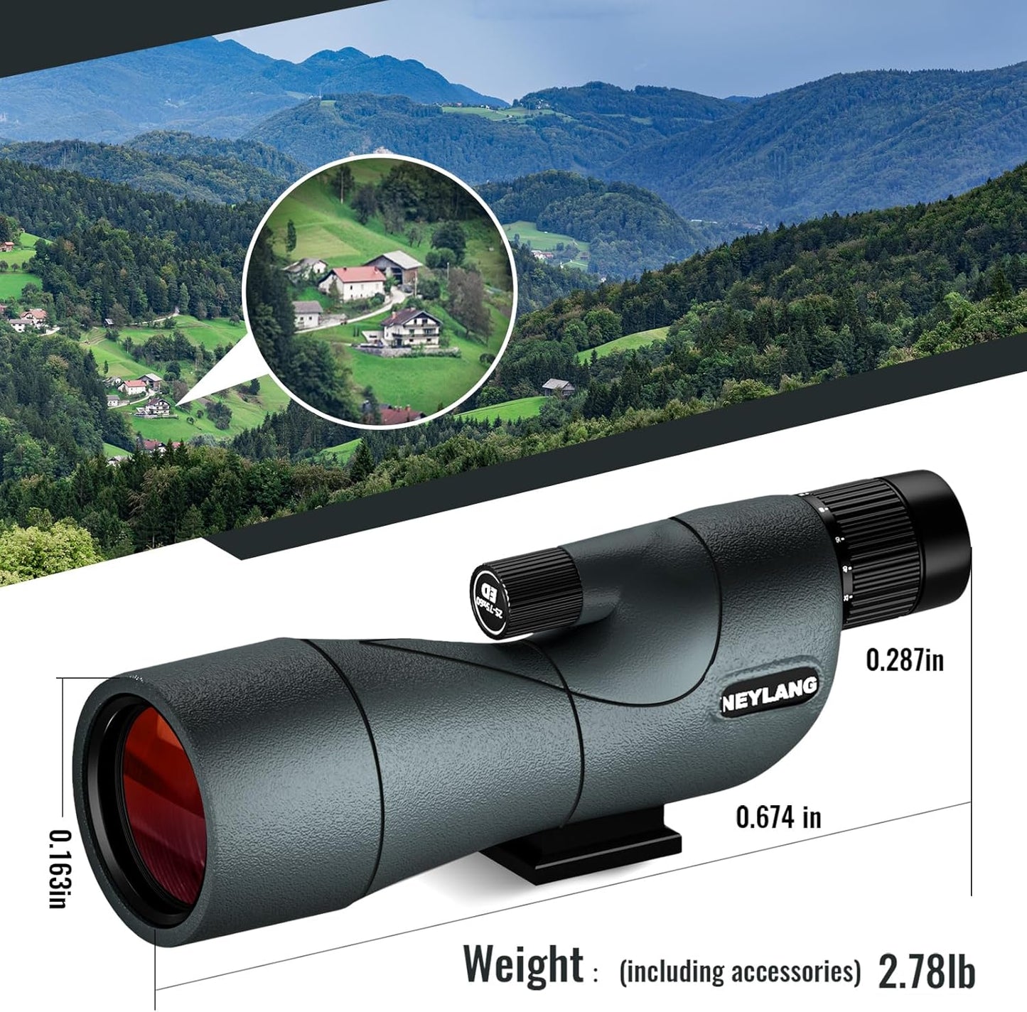 25-75X60 Spotting Scope for Shooting Hunting - Spotter Scopes with Tripod Phone Adapter Waterproof ED Scope for Target Shooting Bird Watching