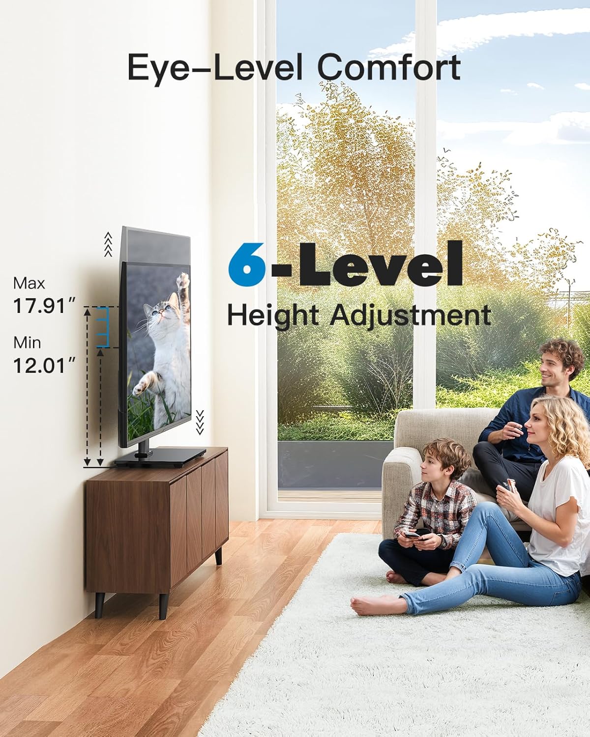 PERLESMITH Universal TV Stand Legs for 32-60 inch TVs, Table Top TV Stand up to 88 lbs, Height Adjustable Television TV Mount, Universal TV Leg Base for Living Room & Bedroom, VESA 400x400mm PSTVS04