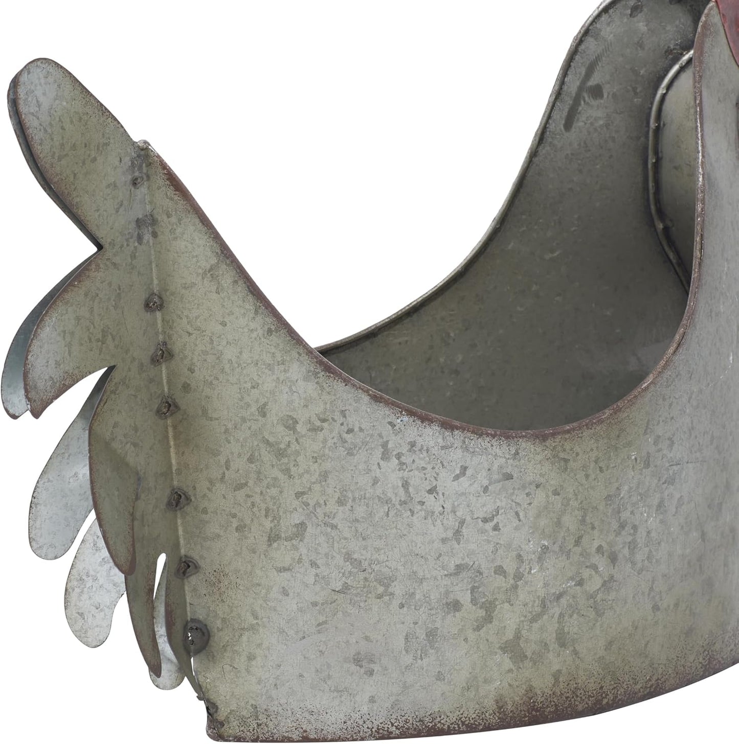 Deco 79 Metal Rooster Indoor Outdoor Planter Large Planter Pot, Planter 12" x 8" x 16", Gray