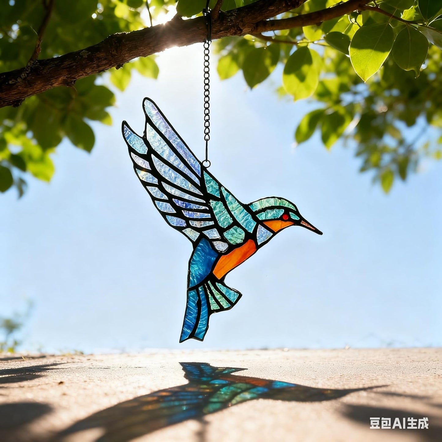 Stained Glass Bluebird Window Hanging Sun Catcher Ornament Bird, 9" x 6 1/2"