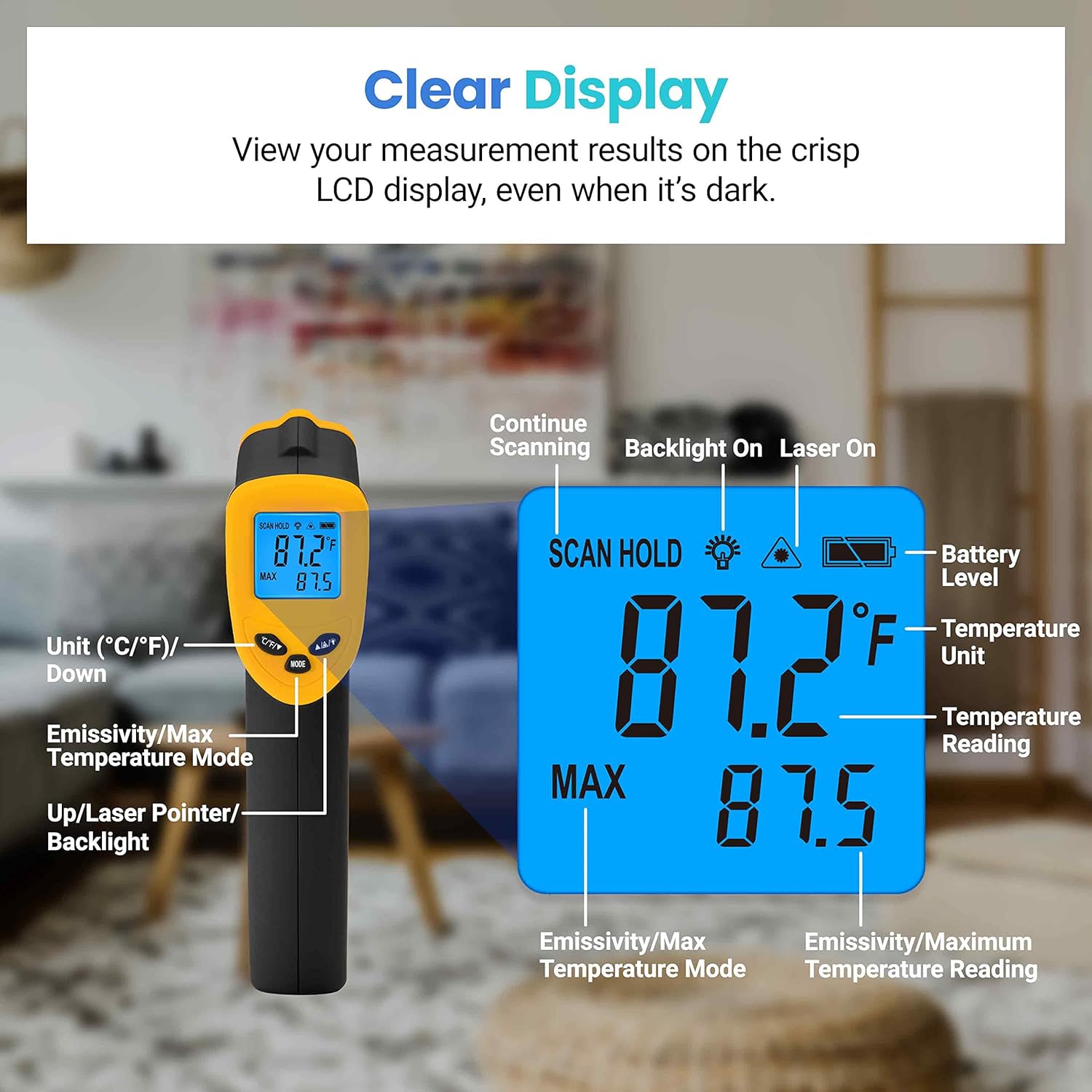 Etekcity Infrared Thermometer Laser Temperature Gun 774, Meat Food Can