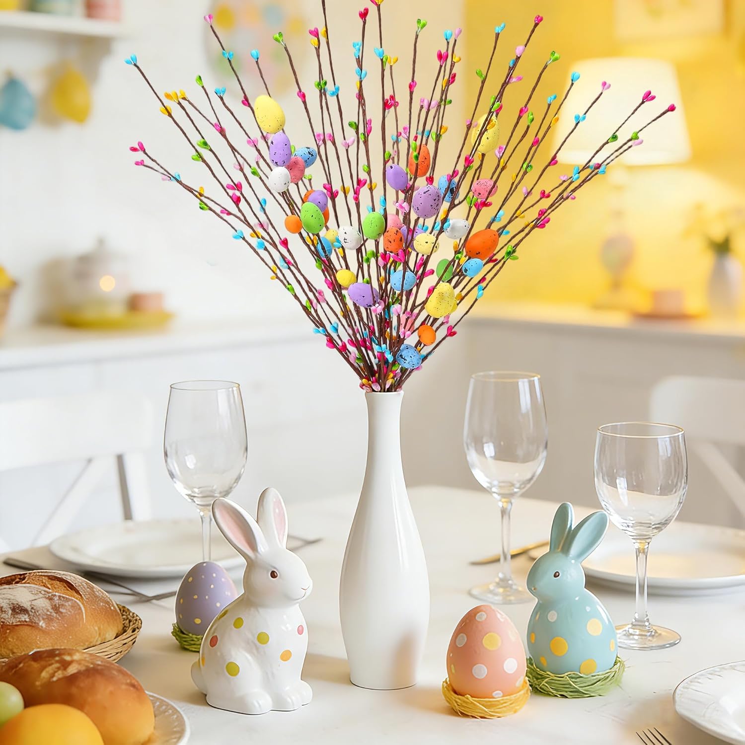 Yunfan 39Pcs Easter Decorations Artificial Easter Spray Vine with Past
