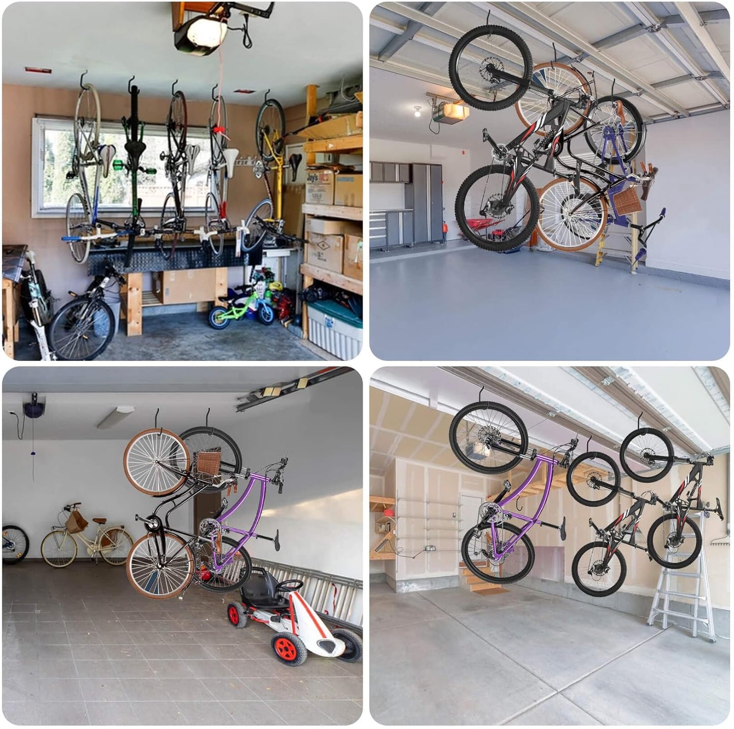 MAQIHAN 10 Heavy Duty Wall Mount Storage J Hooks - Bicycle & Ladder Hangers, Garden Yard Tools Organizer