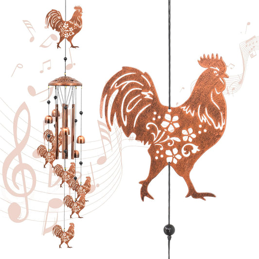 Rooster Wind Chimes for Outside, Rooster Farmhouse Memorial Gifts for 