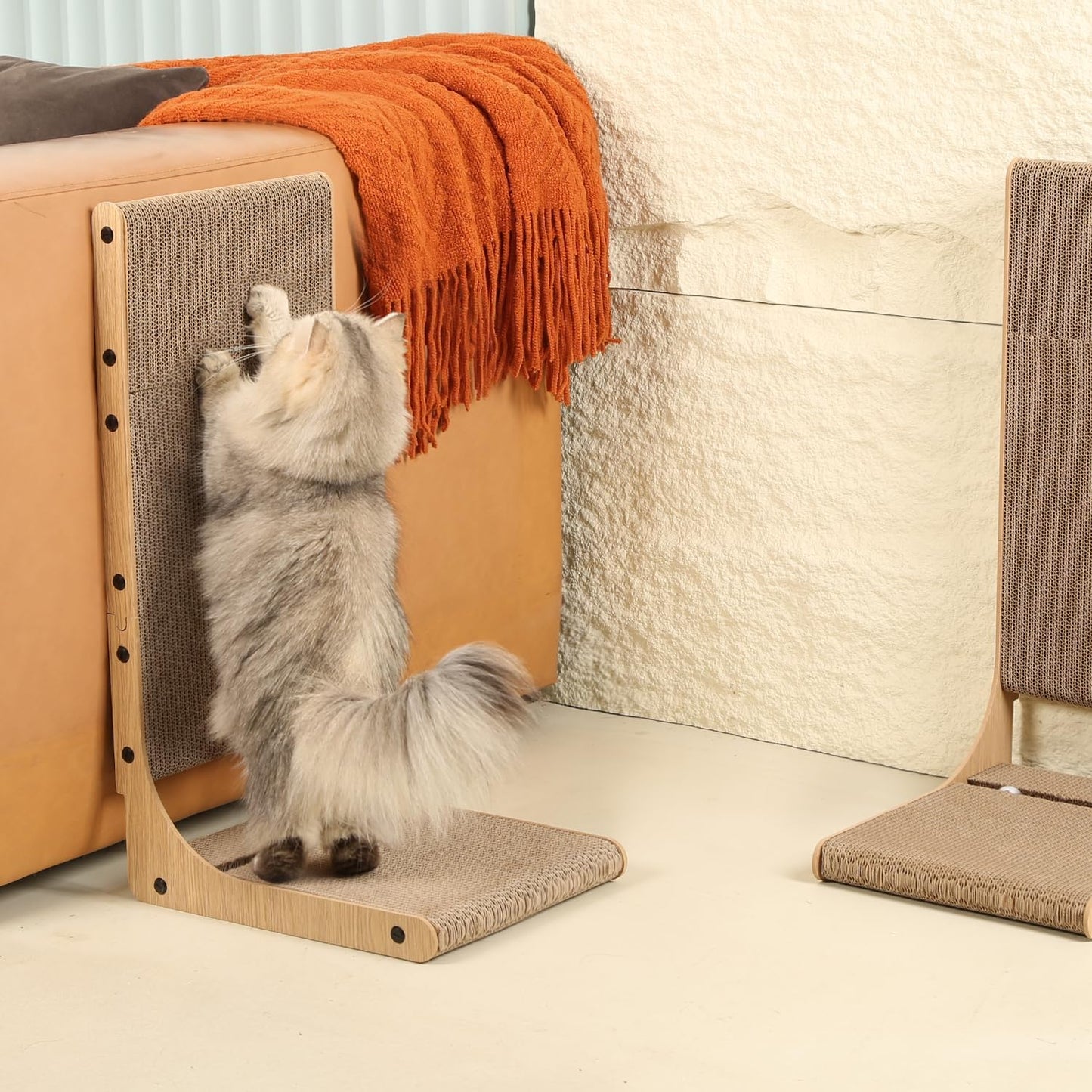 Zakkart 2-Pack Cat Scratching Board, 25.6'' Tall Cardboard L Shape Ver