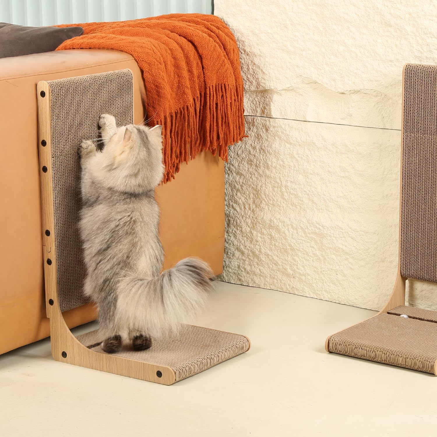 Zakkart 2-Pack Cat Scratching Board, 25.6'' Tall Cardboard L Shape Ver