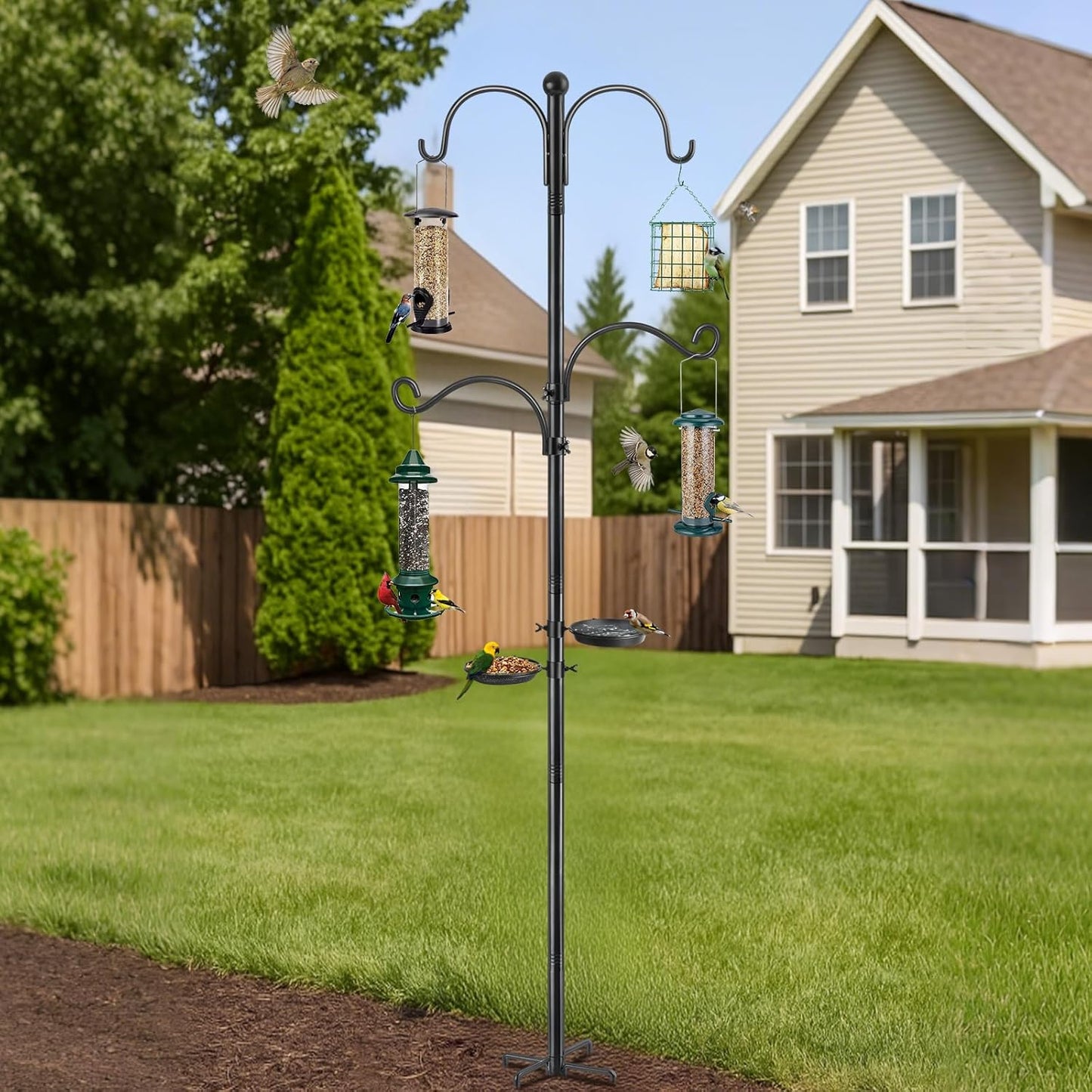 Bird Feeder Pole, Bird Feeding Station 88 Inch Shepherds Hooks for Out