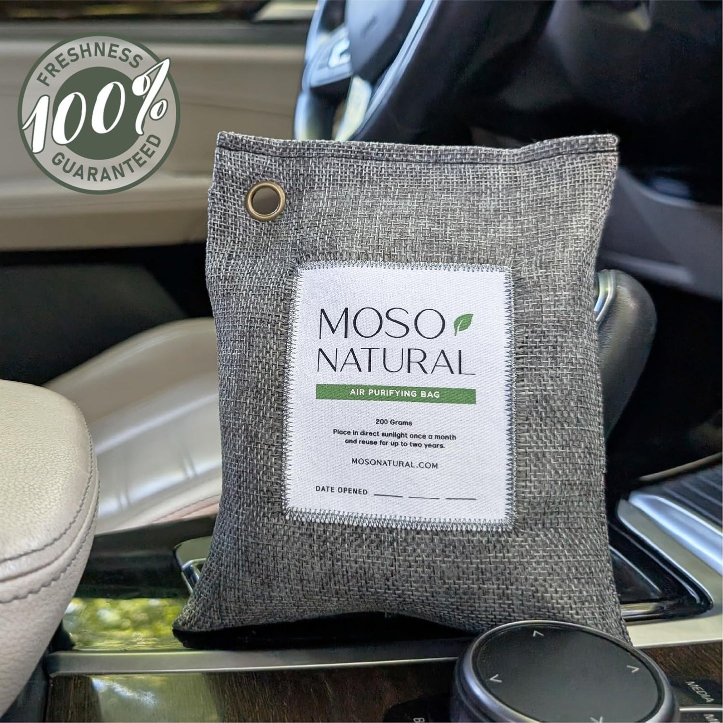 Moso Natural Air Purifying Bag 200g | HGTV Editor's Pick | Premium Bamboo Charcoal Odor Absorber for Home & Car | Closet Odor Eliminator & Car Air Freshener | Long Lasting Charcoal Bags Cover 90sqft