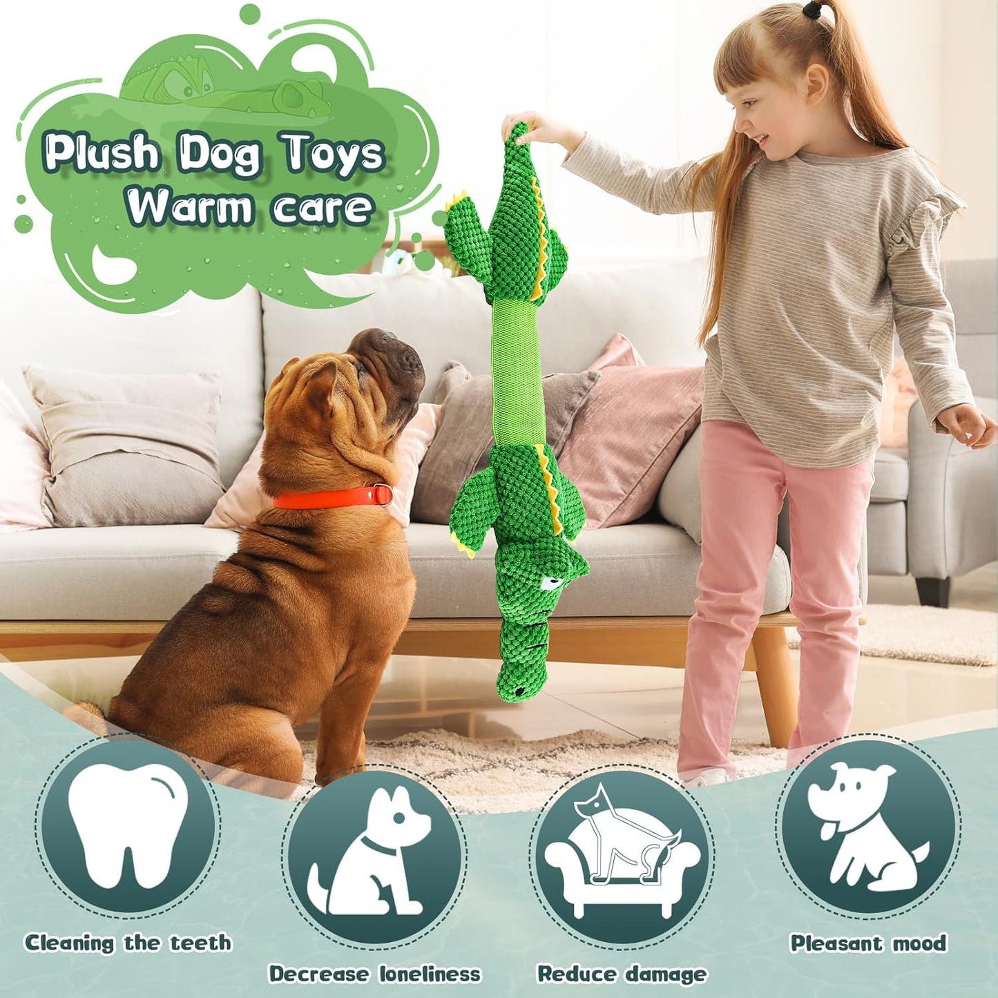 Dog Toys for Aggressive Chewers : Tough Interactive Tug of War Dog Toy