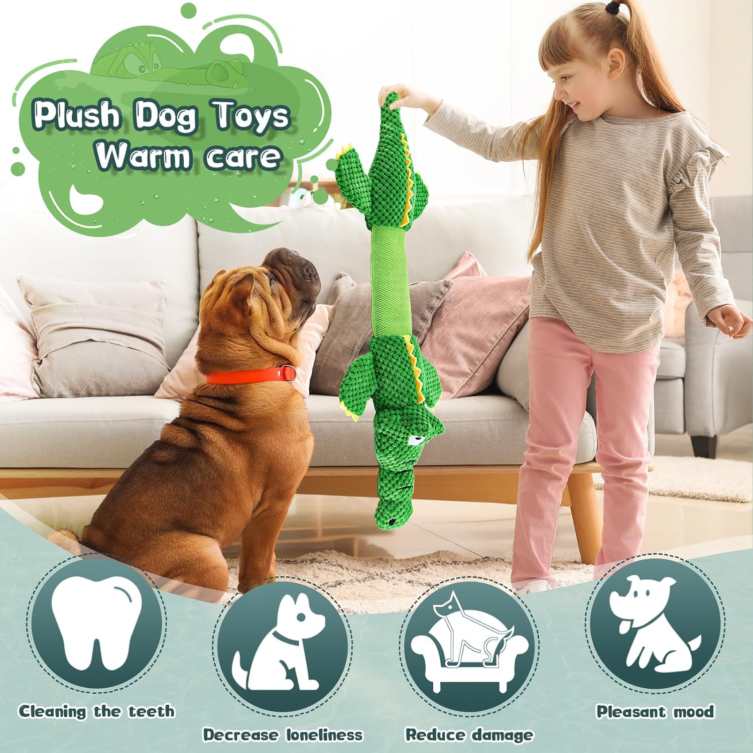 Dog Toys for Aggressive Chewers : Tough Interactive Tug of War Dog Toy