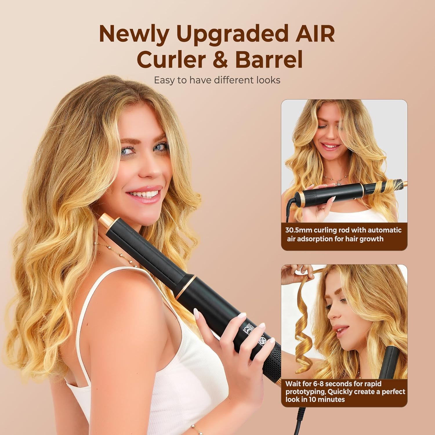 5 in 1 Blow Dryer Brush, Upgrade Hair Dryer Brush Air Curler Air Curli