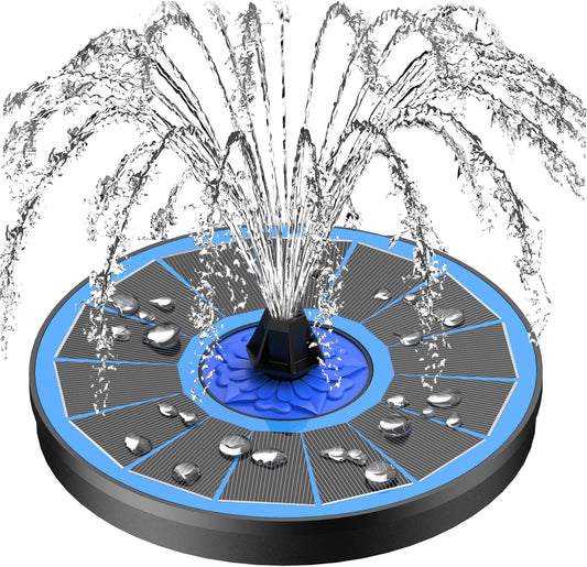 SZMP Solar Fountain Upgrade, 3.5W Solar Powered Bird Bath Fountains with Flower, Outdoor Water Feature Solar Pump with 7-in-1 Nozzles, 4 Fixed Pipes for Humingbirds, Garden, Pool, Pond, and Fish Tank