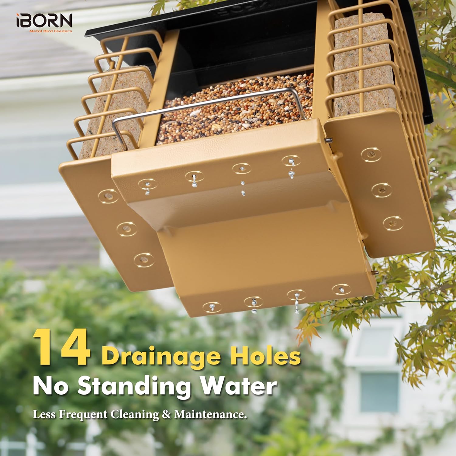 iBorn Bird Feeders for Outdoors,Bird Feeder with Double Suet Holders,S