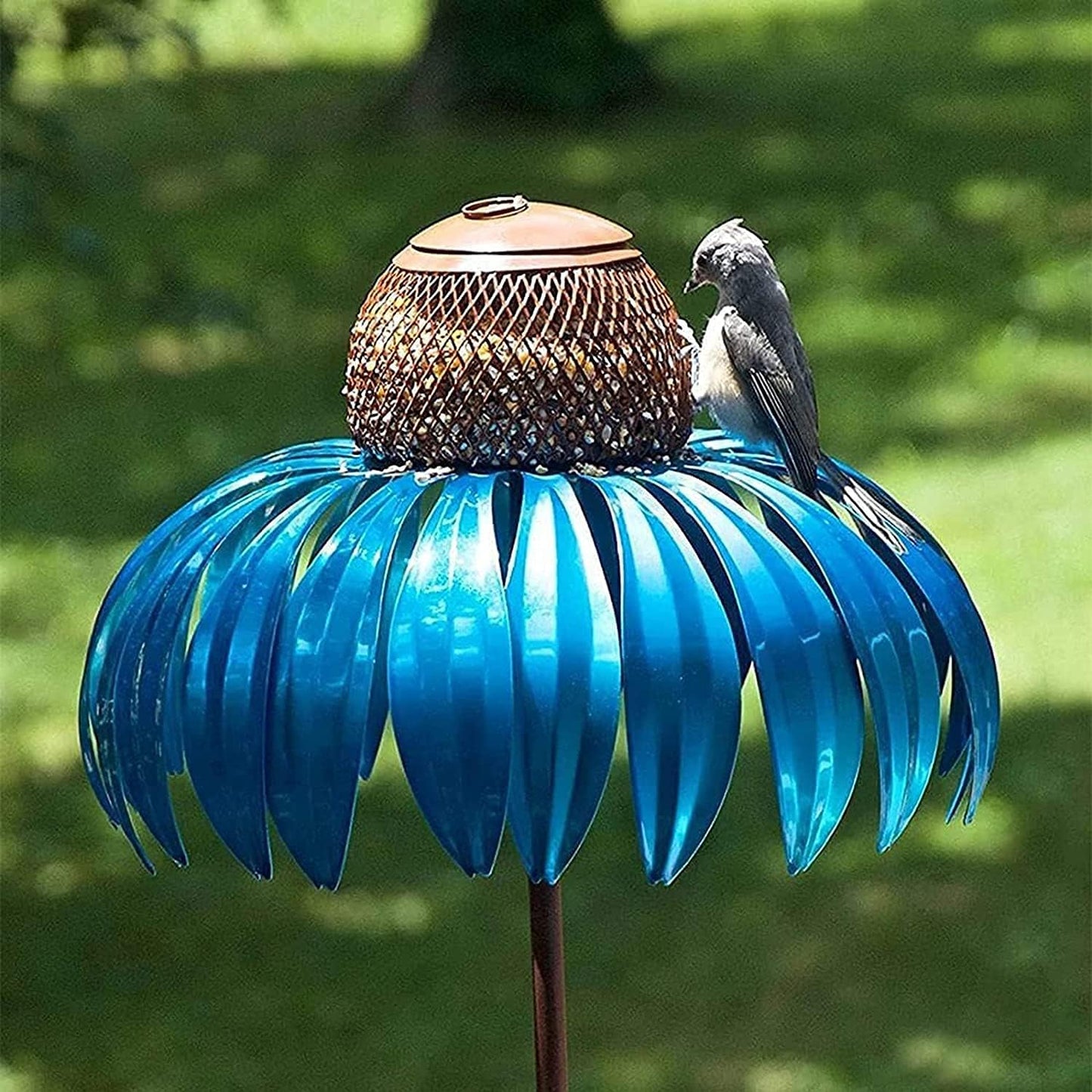 Bird Feeder Outside Garden Art Metal Birdfeeder Sensation Pink Standing Bird Feeder with Stand for Garden Yard Outside Decoration Hummingbird feeders (Color : Blue)
