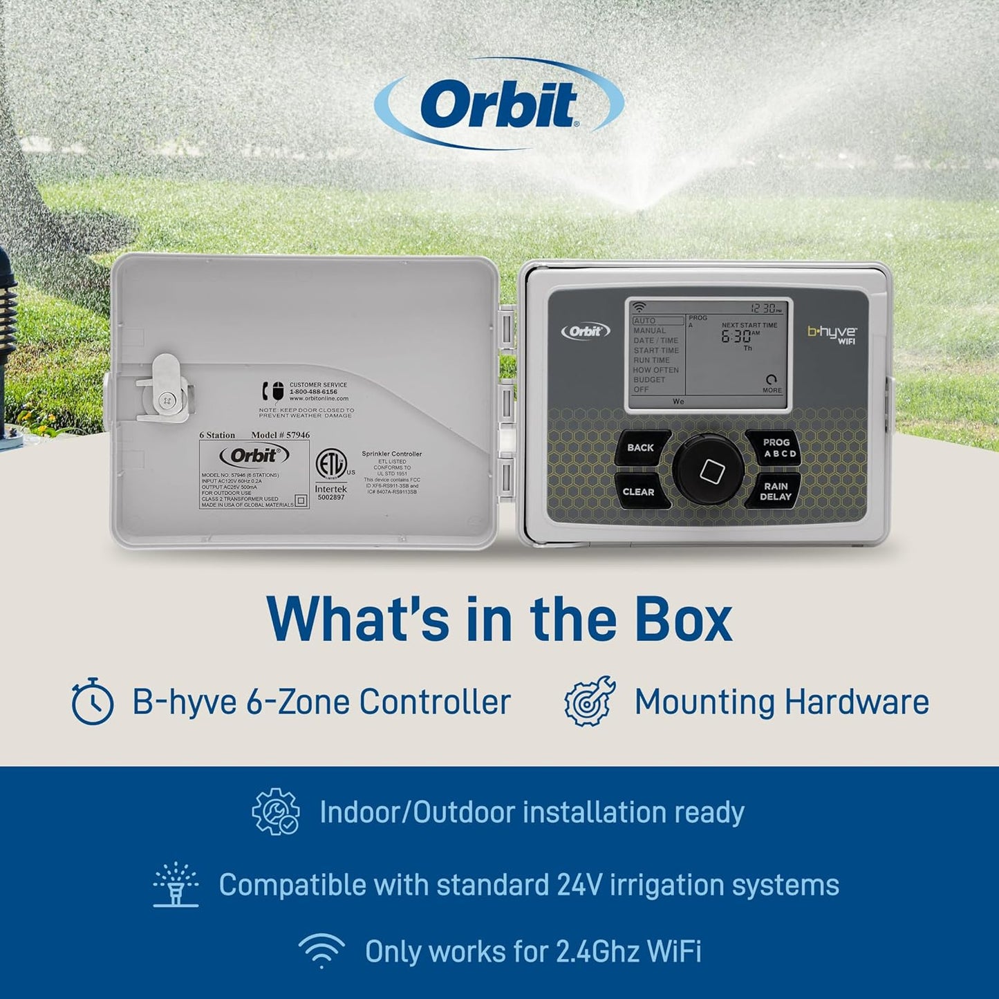 Orbit 57946 B-hyve 6-Zone Smart Indoor/Outdoor Sprinkler Controller