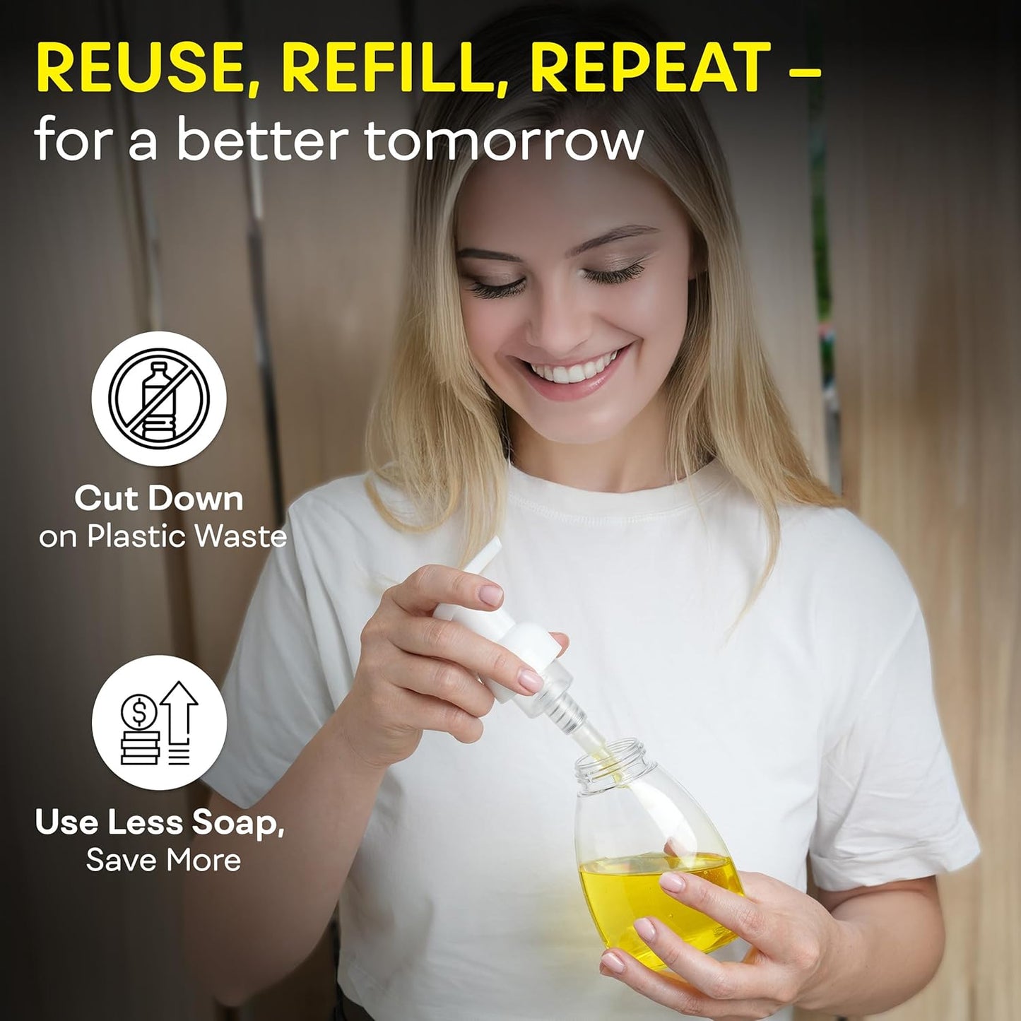 BRIGHTFROM Foaming Soap Dispenser Pump Bottles, BPA Free Empty Refilla