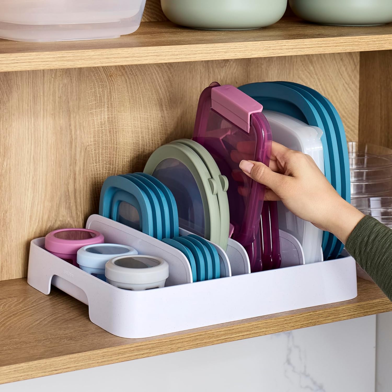 YouCopia StoraLid Adjustable Food Container Lid Organizer for Kitchen 