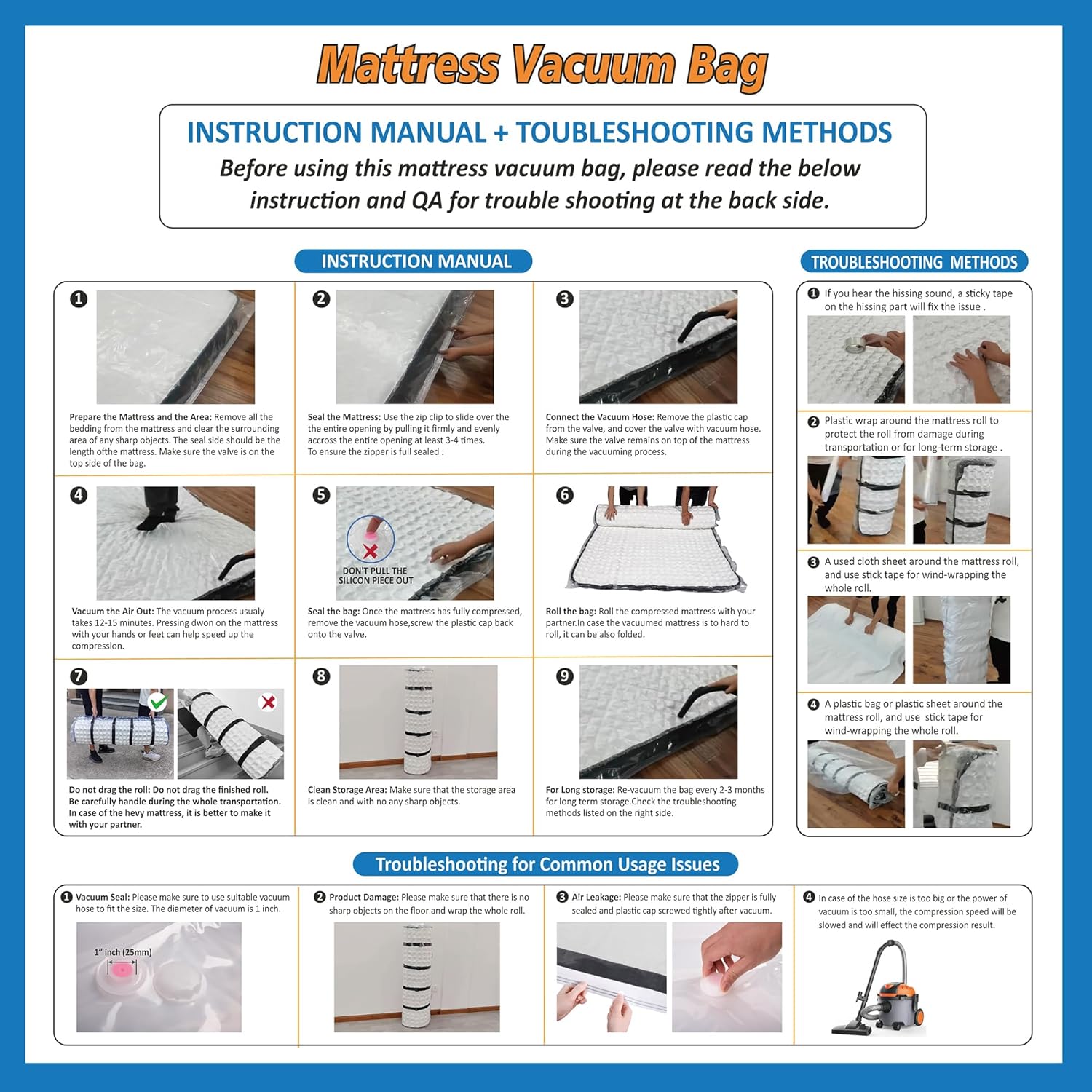 Storage Logic Foam Mattress Vacuum Bag for Moving, Storage, Vacuum Sea