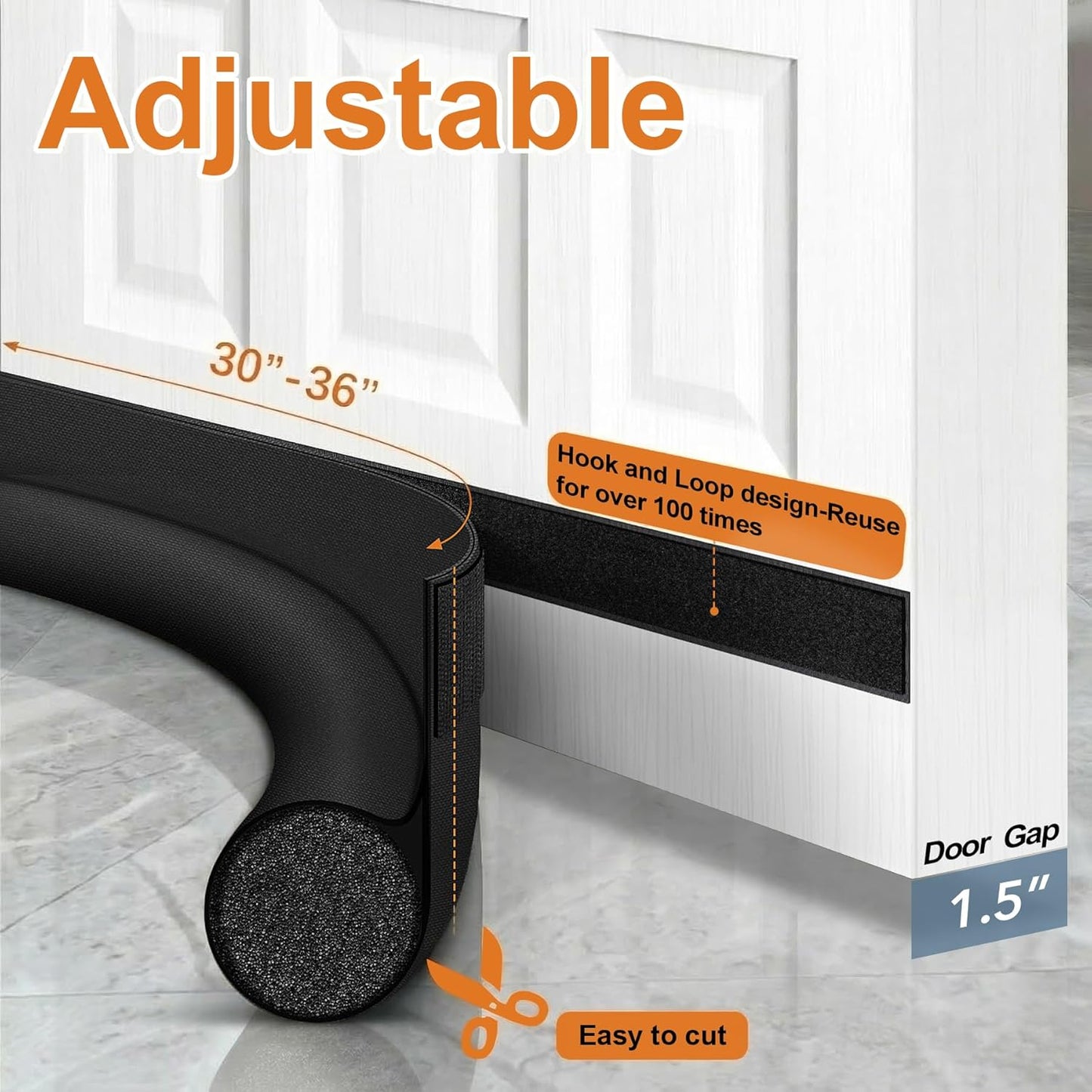 HomeProtect Door Draft Stopper 36 Inch Under Door Draft Blocker Door Sweep for Bottom of Door Reduce Cold Air, Soundproof, Light, Odor, Weather Stripping Door Seal Strip Fit for Interior/Exterior