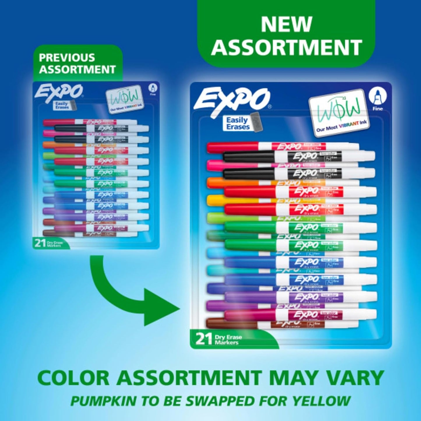 EXPO Dry Erase Markers, Low Odor Ink, Assorted Colors, Fine Tip, 21 Co