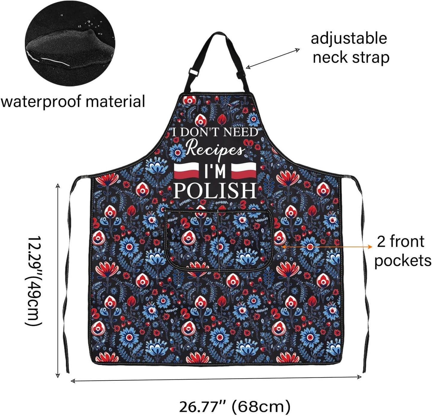 WCGXKO I Don't Need A Recipe I'm Polish Kitchen Apron Funny Cooking Gift Polish Pride Gift