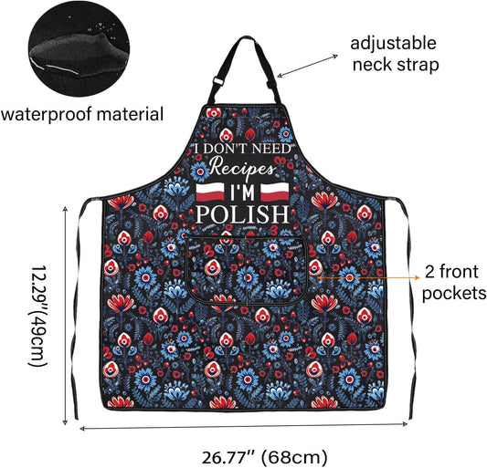 WCGXKO I Don't Need A Recipe I'm Polish Kitchen Apron Funny Cooking Gift Polish Pride Gift