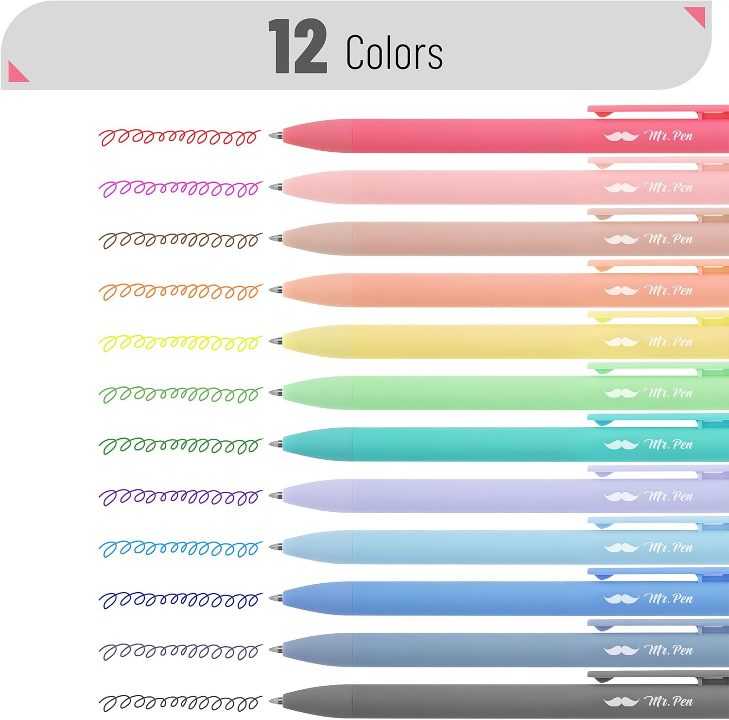 Mr. Pen- Retractable Gel Pens, 12 Pack, Fast Dry, Gel Pens Fine Point 