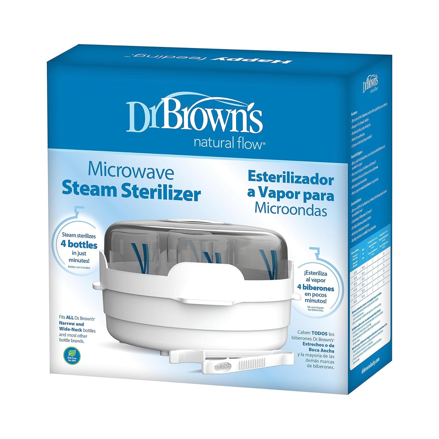 Dr. Brown's Microwave Steam - for Baby Bottles, Nipples, Bottle Parts, Pacifiers, Teethers and Breast Pump Parts