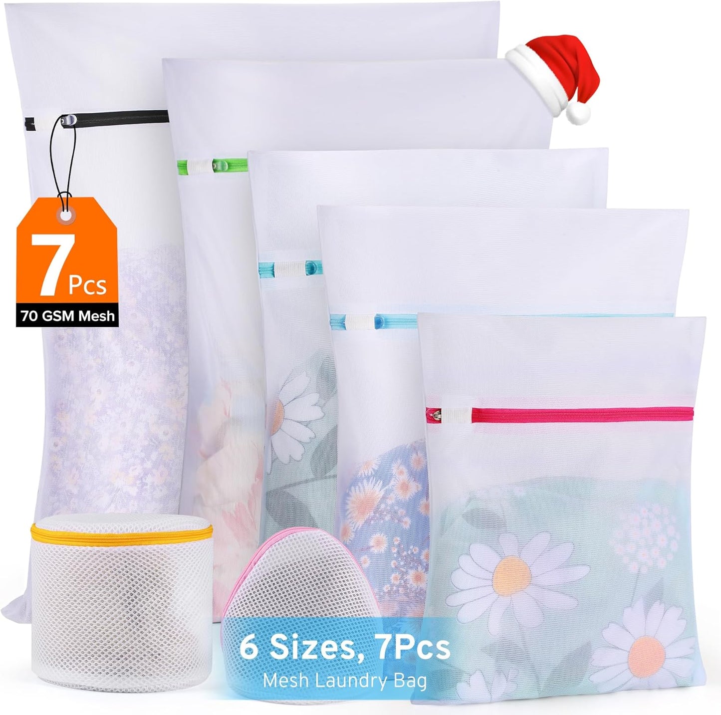 Ultimate 7 Pack 6 Size Mesh Laundry Bags Set for Delicates with AUTO-Lock Zipper, Lingerie Bags for Washing Delicates, Laundry Bags Mesh Wash Bags, Delicates Laundry Bag for Jeans,Blouse,Stocking,Bra