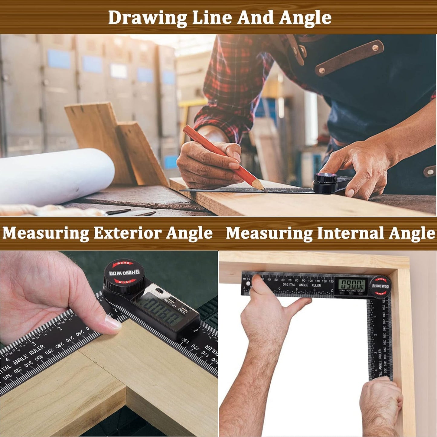 Digital Angle Finder Protractor, Angle Measuring Tool for Woodworking/