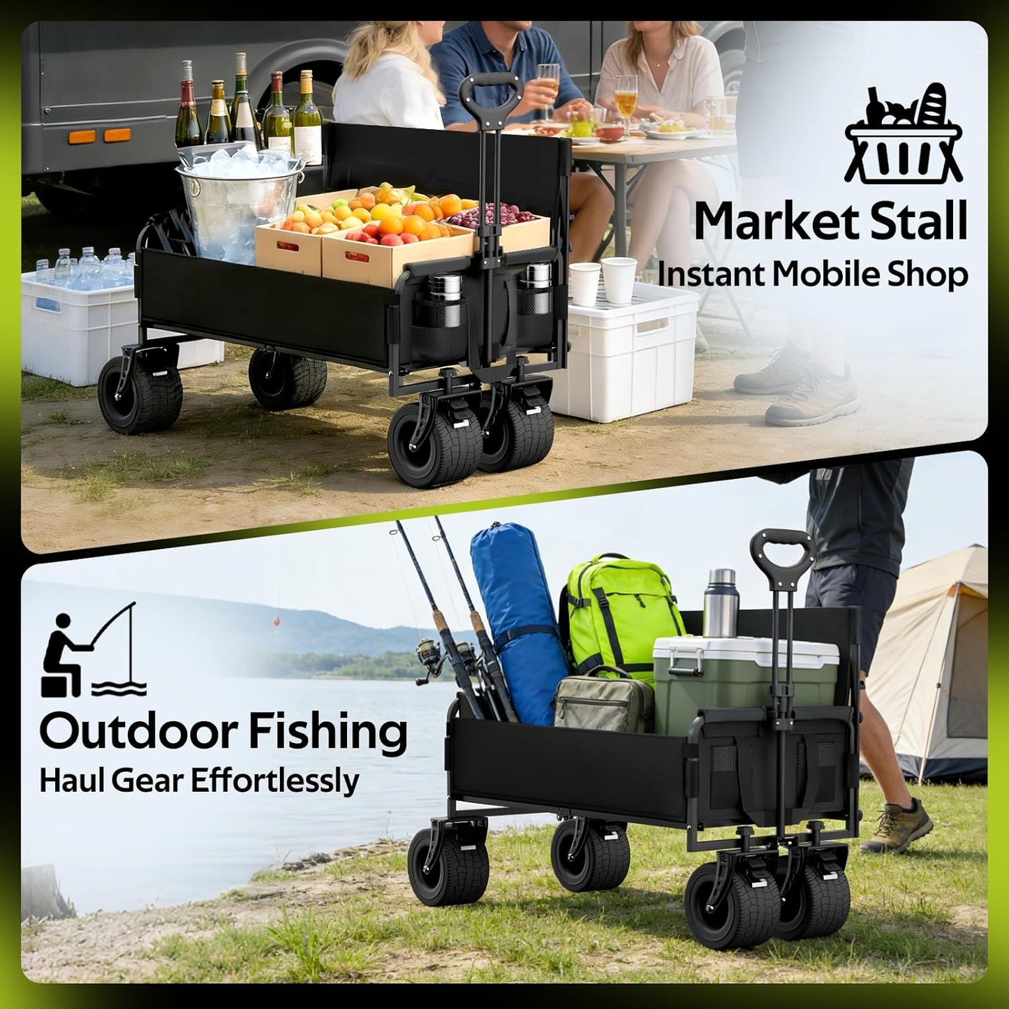 Wagon Bench Seat Combo - 500 Lbs Collapsible Wagon Heavy Duty, Bench S