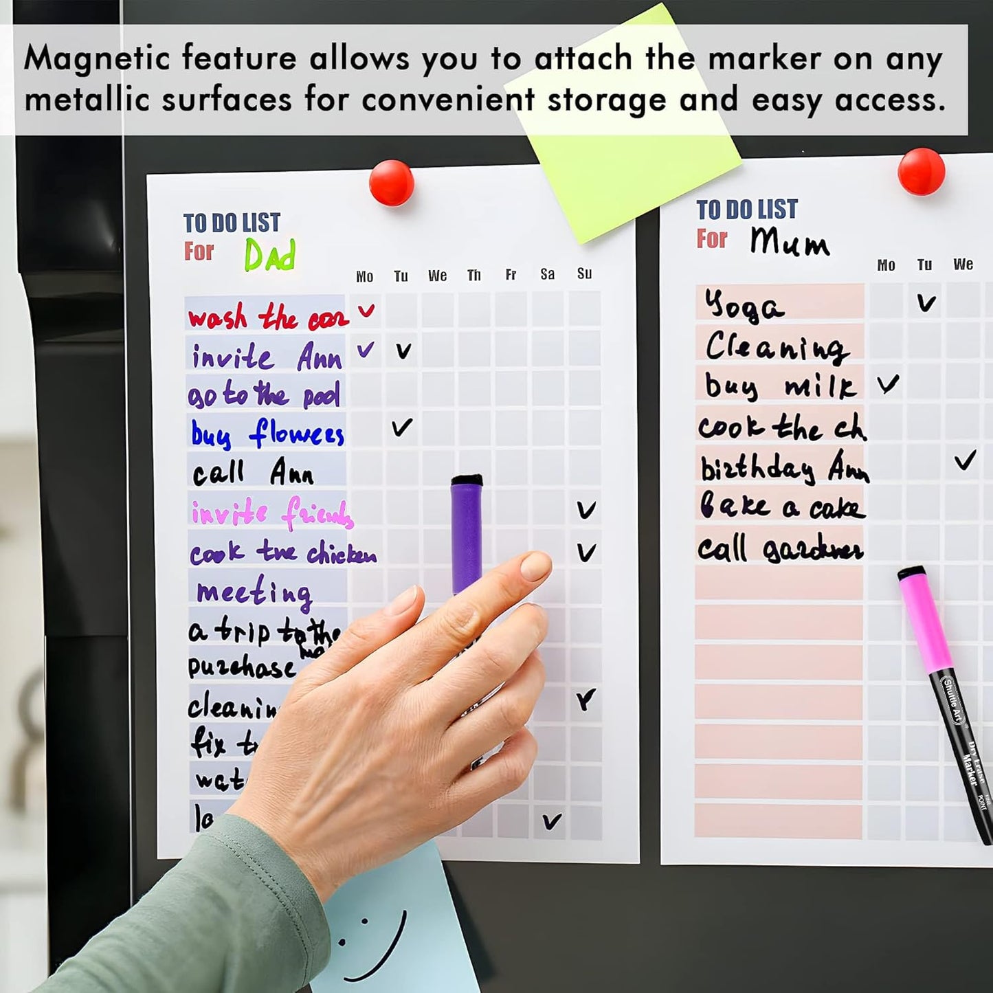 Shuttle Art Dry Erase Markers, 32 Pack 16 Colors Magnetic Whiteboard M