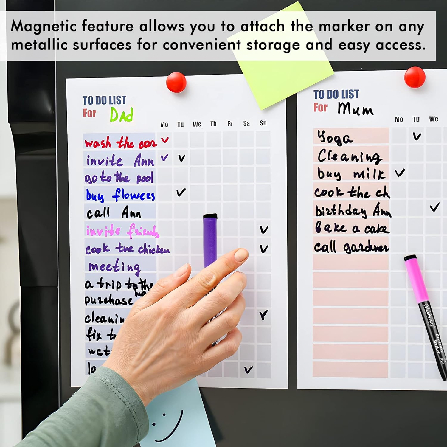 Shuttle Art Dry Erase Markers, 32 Pack 16 Colors Magnetic Whiteboard M