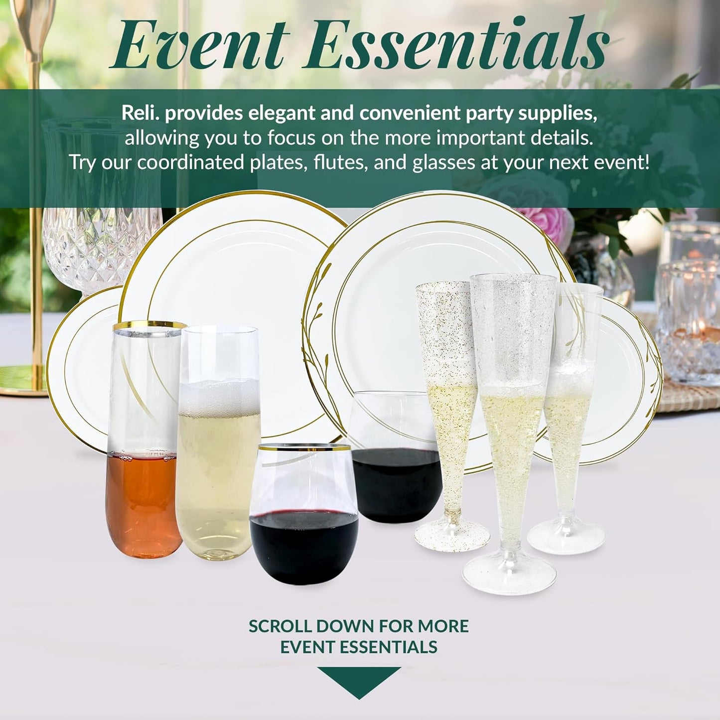 Reli. Champagne Flutes Plastic (50 Pack, 9oz) Clear, Stemless | Disposable Mimosa Glasses for Champagne, Mimosa, Cocktail, Wedding/Parties | BPA-Free Plastic Champagne Flutes, Shatterproof Cups