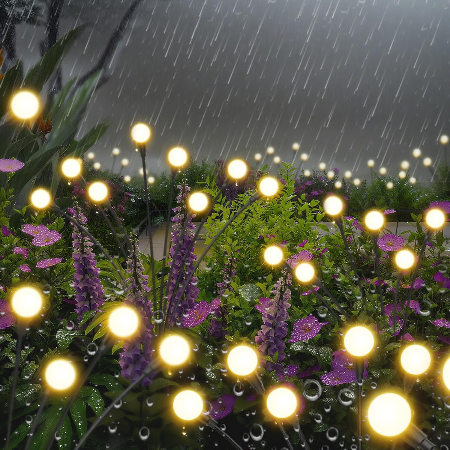 Solar Lights Outdoor-4Pack 32LEDs Solar Garden Firefly Lights Outside,