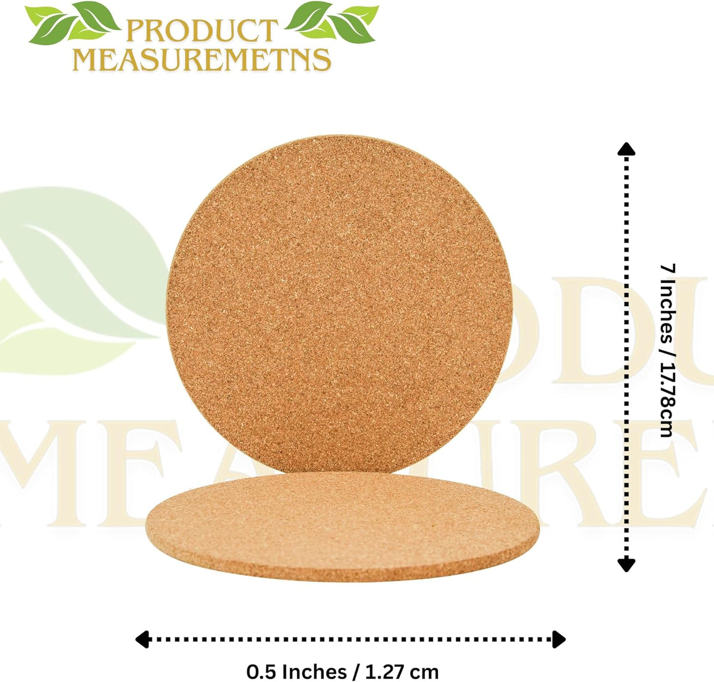 Round Cork Pads Non-Slip Oven Trivet – Heat Resistant Cork Holder for Countertops, Glass Stovetops & Tables, Ideal for Hot Dishes, Pots, Pans, Planters, and Drink Coasters – 2 Pack, 7" Round Each