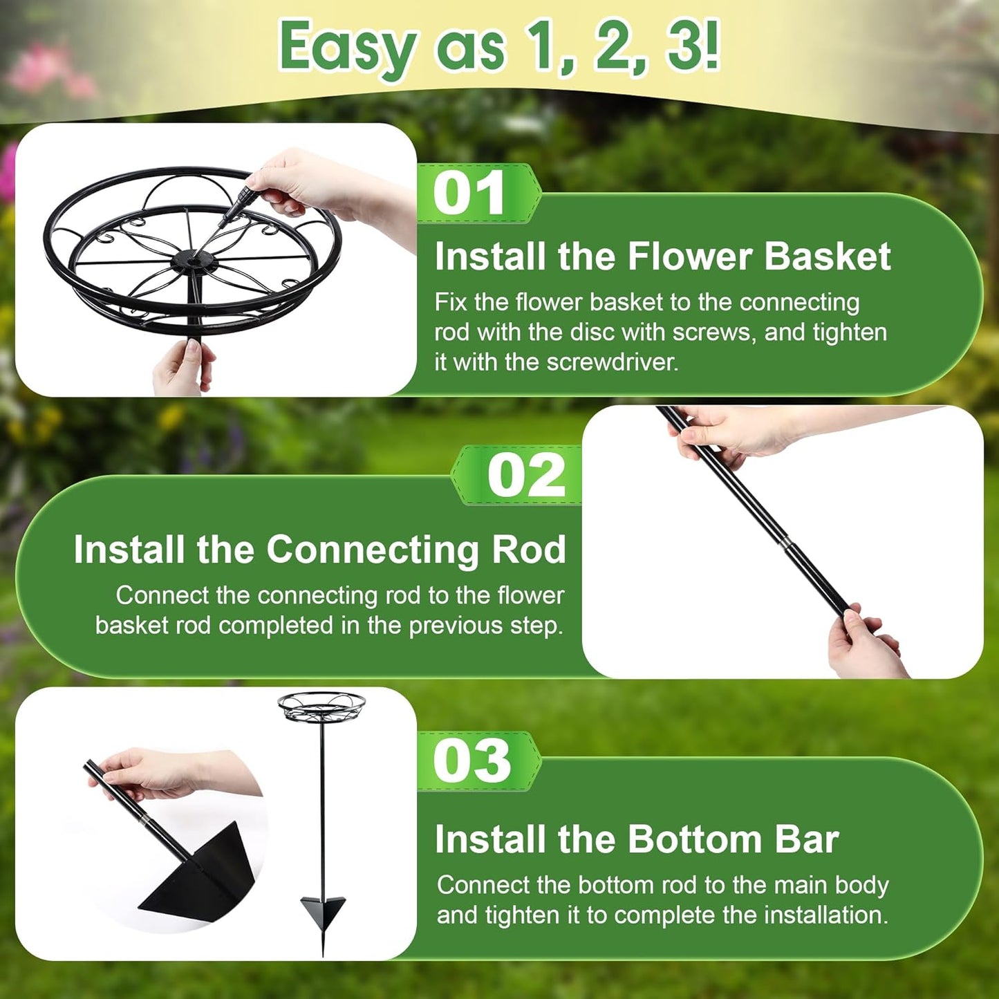 Tellingyou 2 Pack Adjustable Outdoor Flower Pot Stand, Metal Outdoor P