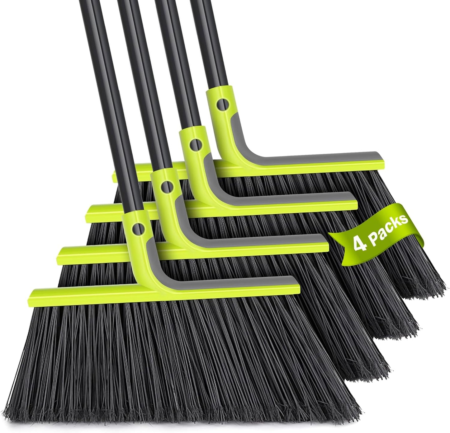 4 Packs Outdoor Broom Heavy Duty, 56 inches Tall Commercial Soft Brist