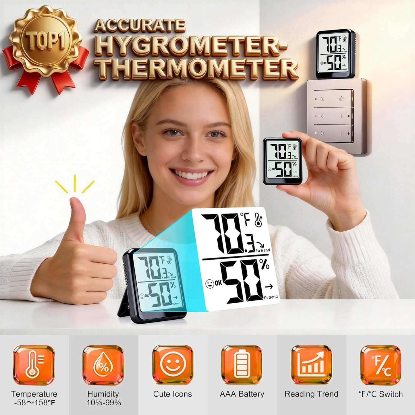 Room Thermometer Indoor Hygrometer Humidity Meter Gauge Digital Temper