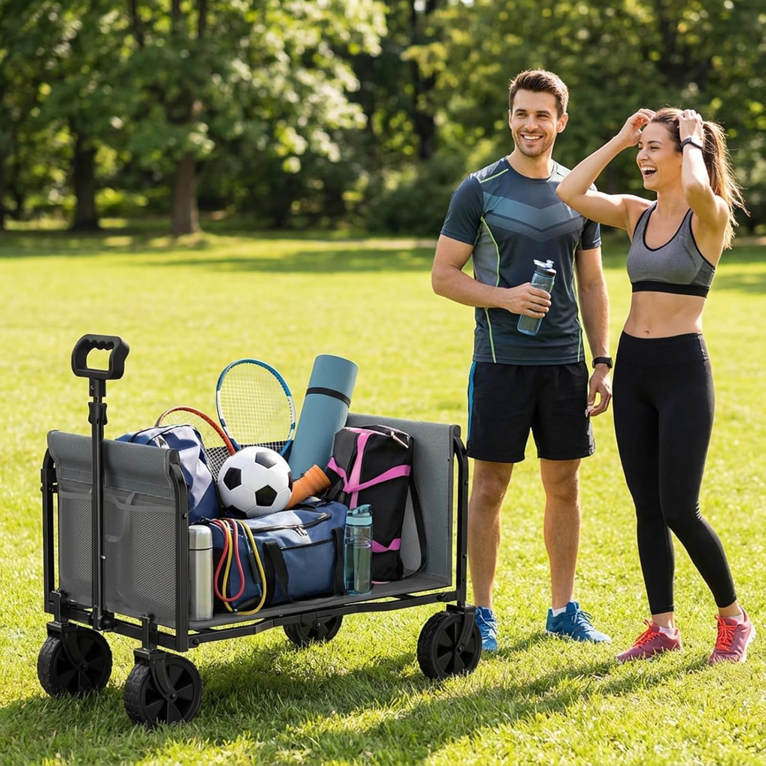 Portable Collapsible Wagon Cart, Foldable Cart with Removable Side, Ut