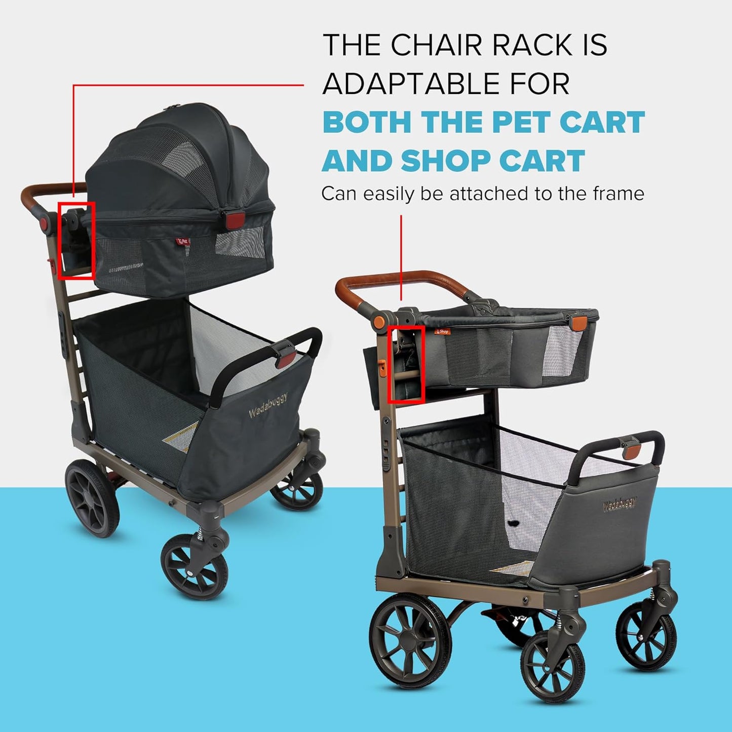 Wadabuggy Folding Chair Rack - Folding Chair Storage with 20 lbs Capacity - Storage Rack Compatible with Wadabuggy Shop, Beach & Pet Carts (Cart Not Included)