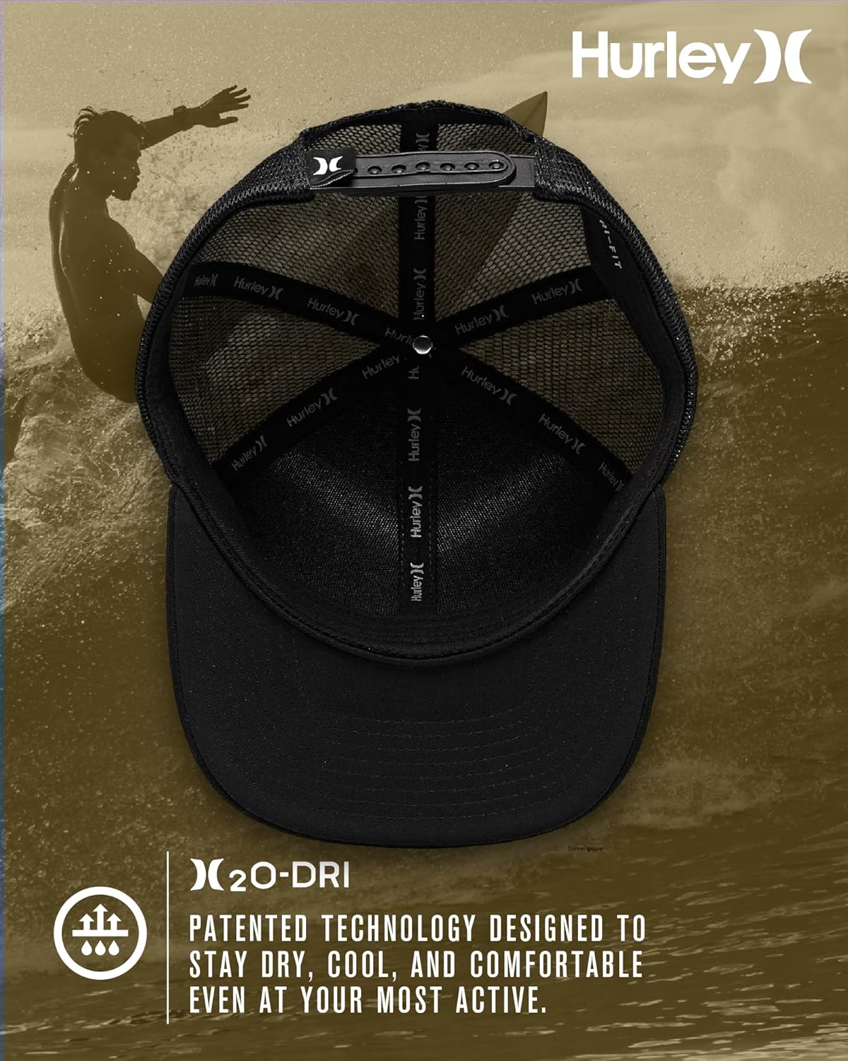 Hurley Men's Caps - H2O-Dri League Baseball Caps for Men with Snapback