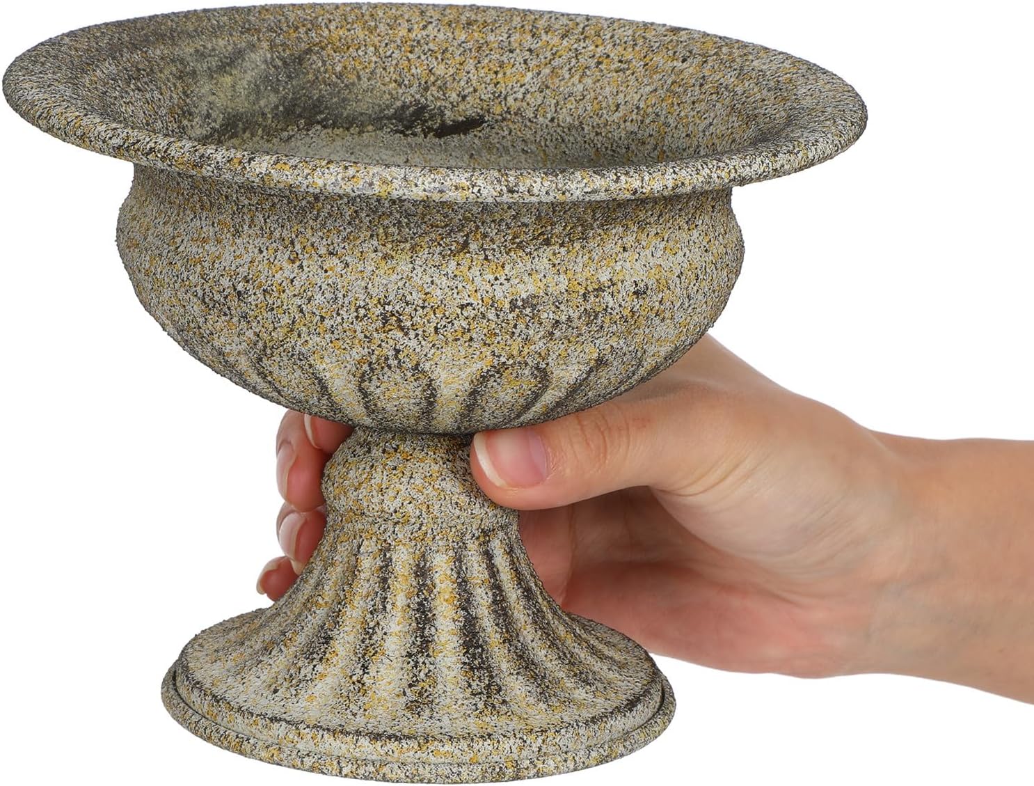Milisten Vintage Metal Pedestal Vase Rustic Iron Flower Urn Pot Weddin